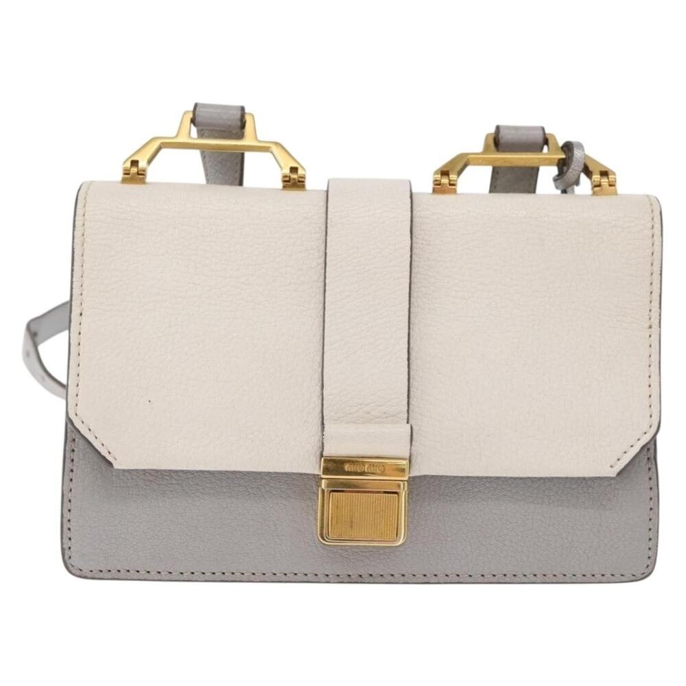 Miu Miu Leather Shoulder Bag Gray